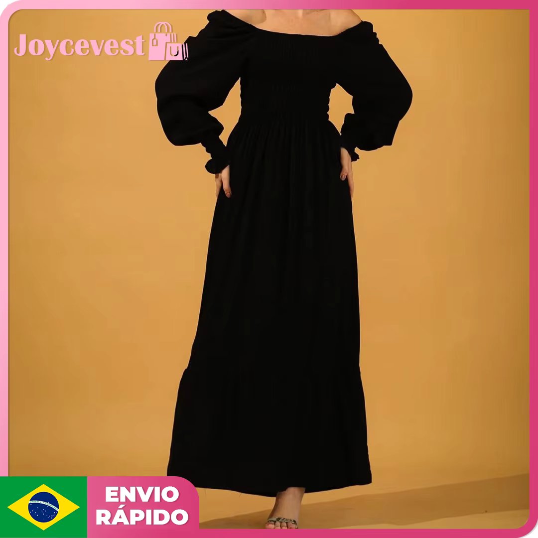 Long Sleeve Long Dress Flare Elastex Ciganinha Novelty