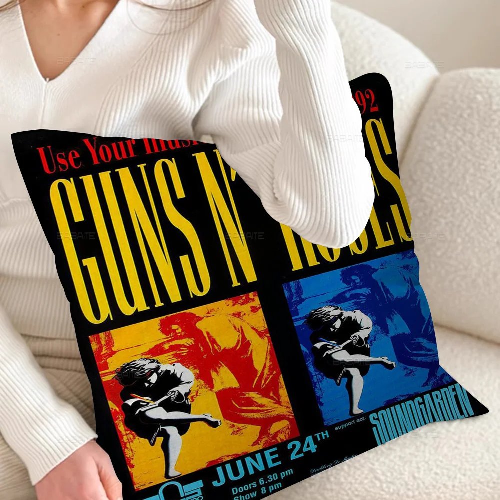 Guns N Roses Rock Band Pillow Gift Home Office Decoration Bedroom Sofa Car Cushion Cover Case 45x45