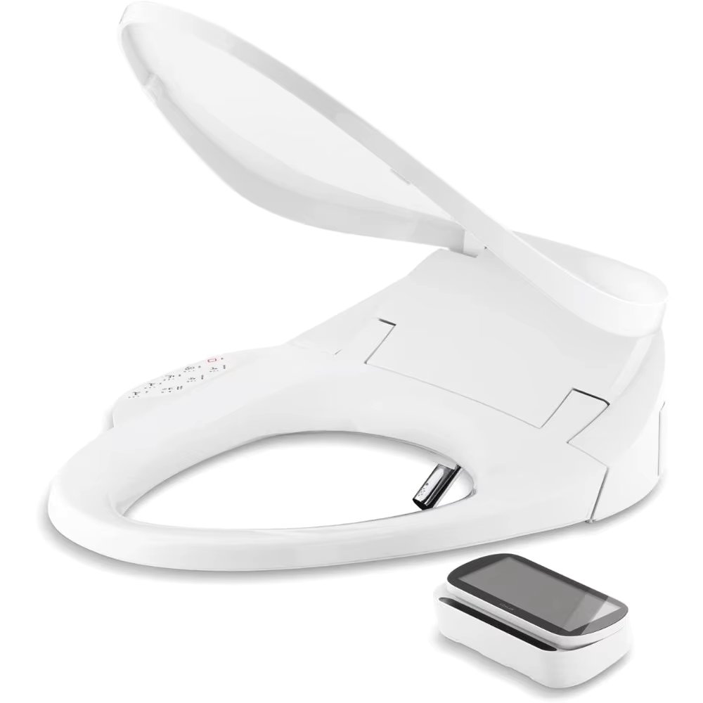 4108-0 PureWash E750 Elongated Electric Bidet Toilet Seat with Remote Control, Bidet Warm Water with Dryer for Existing Toilets