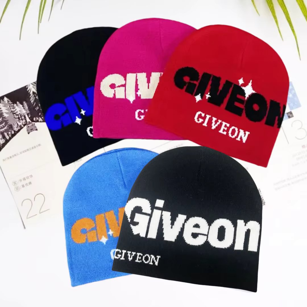 GIVEON Alphabet knit cap fall and winter new outdoor travel windproof ear protection multifunctional pullover cold cap men and w