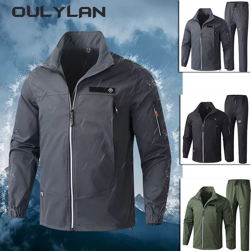 Oulylan-Men's Wear-resisting Outdoor Suit, Work Clothes, Elastic Jackets, Spring and Autumn Sets, New
