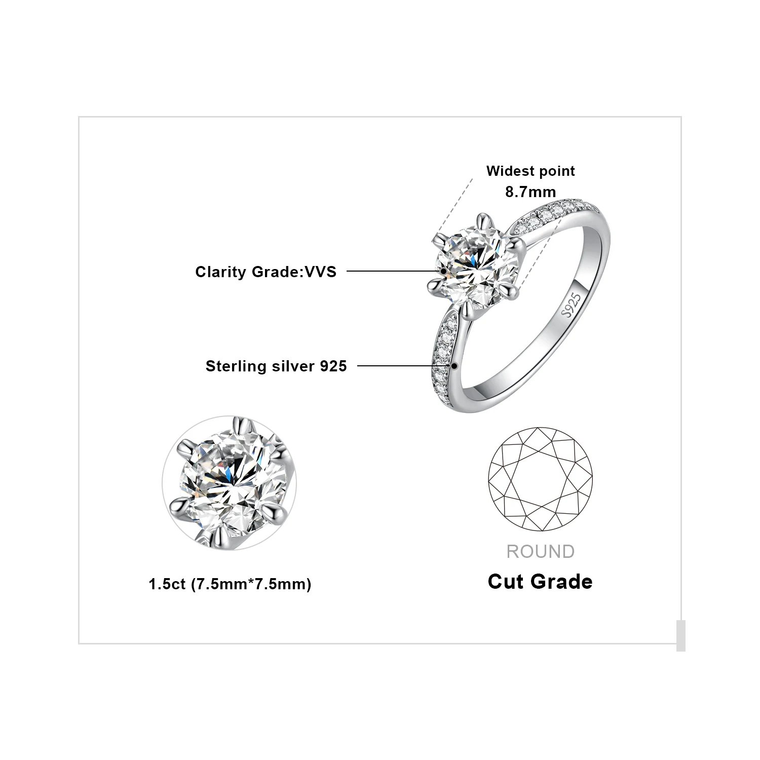 1.5ct Silver Color