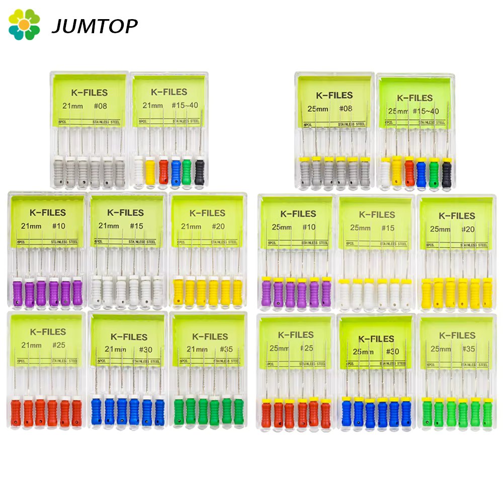 6Pcs/Pack Dental Hand Use K-Files 21/25mm Stainless Steel Endodontic Root Canal Files Dentist Tools Dental Files Lab Equipment