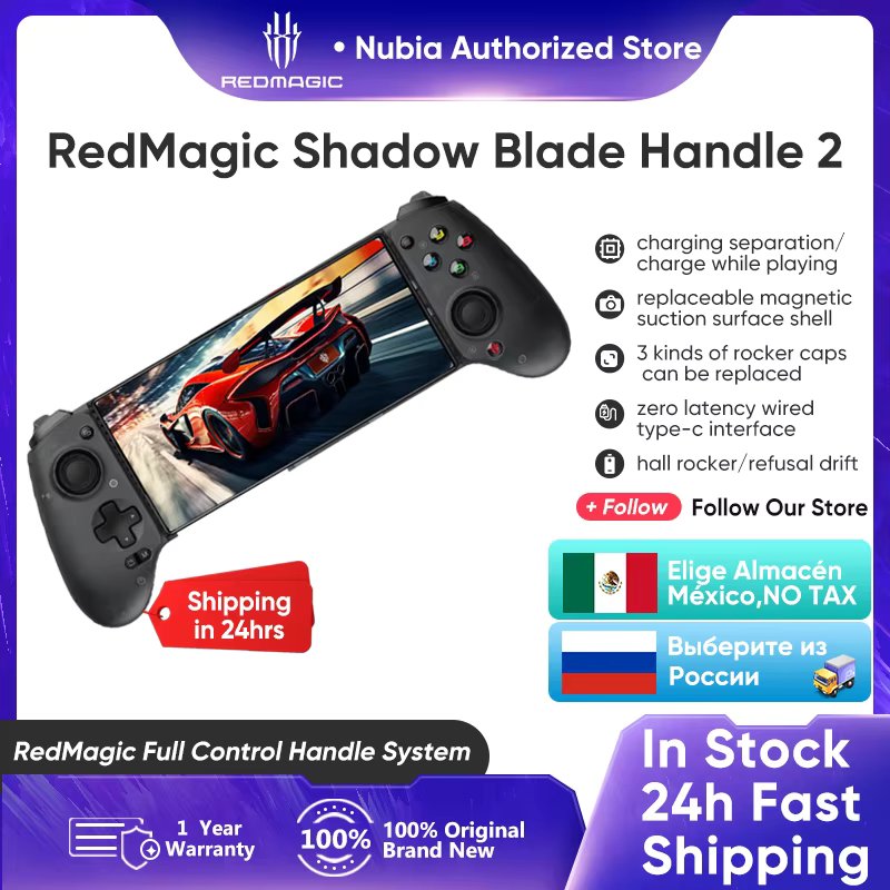 New Redmagic Shadow Blade Gamepad 2 Black Textured Soft Rubber Grips Type-C Phone Controller for Red Magic 9 Pro Gamepad Android