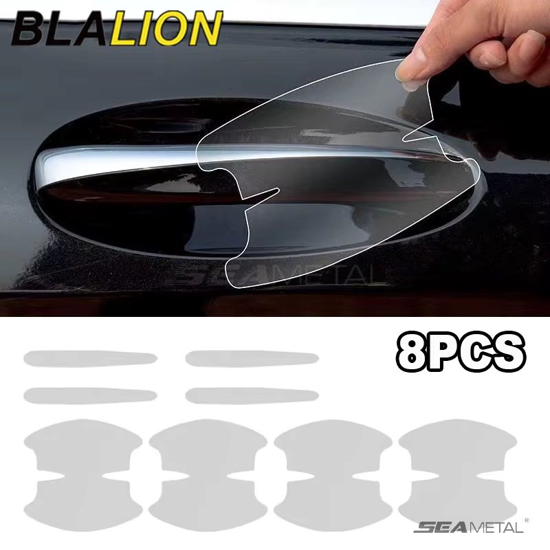 BLALION  8PCS Universal Car Door Handle Bowl Scratch Protective Stickers Transparent Car Handle Anti-collision Protection Strip