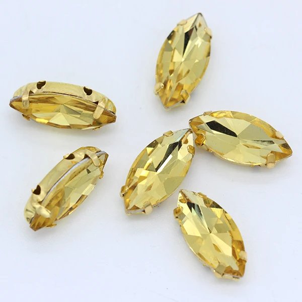 4-32MM  24-Colors Sew On Horse Eye Navette Rhinestone Gold Claws Marquise Shapes For Needlework Jewelry Wedding Dress Bags Trims