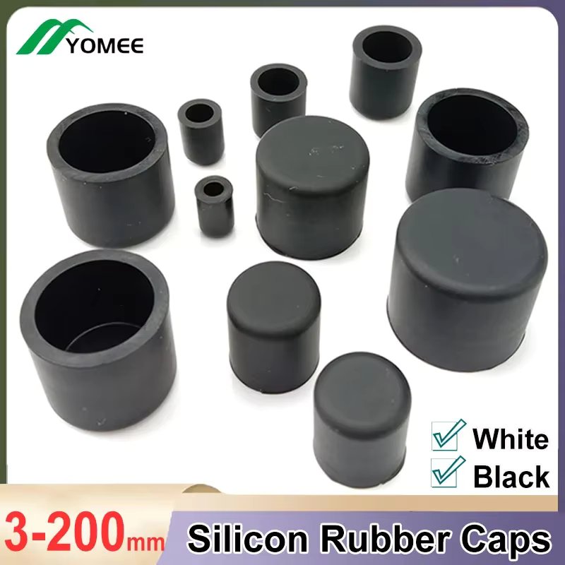 3mm-60.5mm Black/White Silicon Rubber Caps Blanking End Cover Protectors For Round Pipe/Furniture