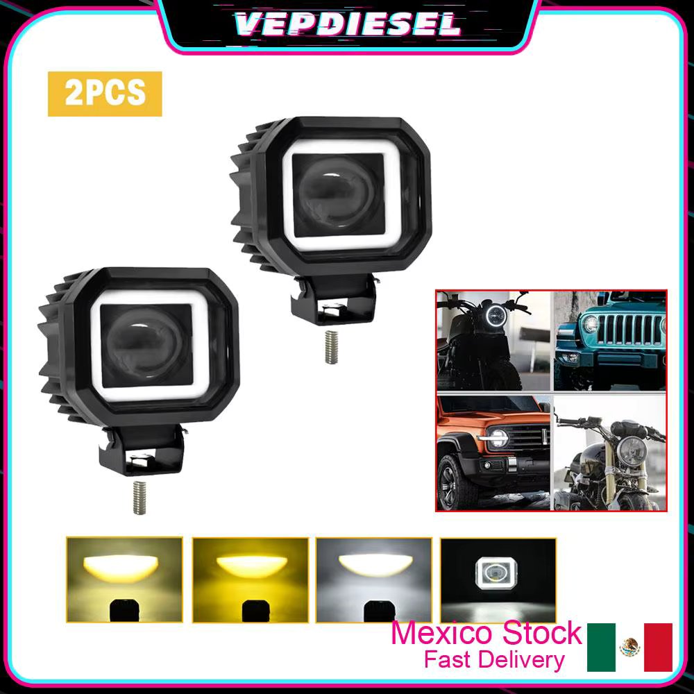 New 2pcs Motorbike LED Spotlight Fisheye Lens Work Light For Car Motorcycle ATV Car Trucks Mini Lens Headlight Driving Light