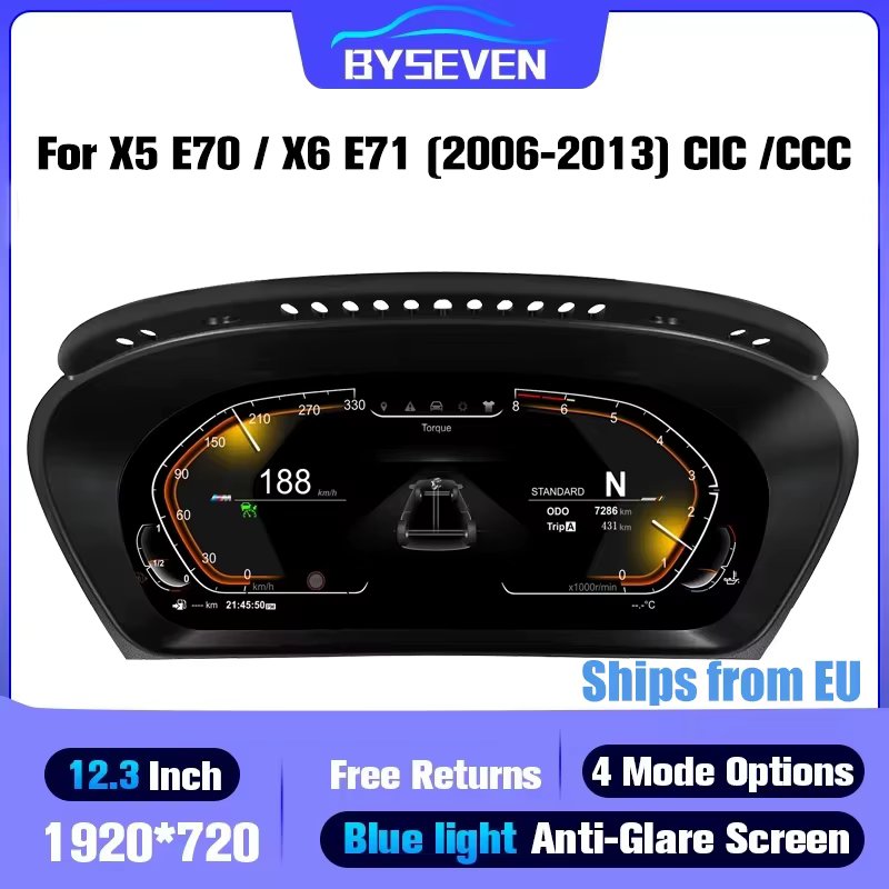 Byseven For BMW X5 E70/BMW X6 E71 (2006-2013) CCC/CIC 12.3inch LCD instrument panel digital instrument panel