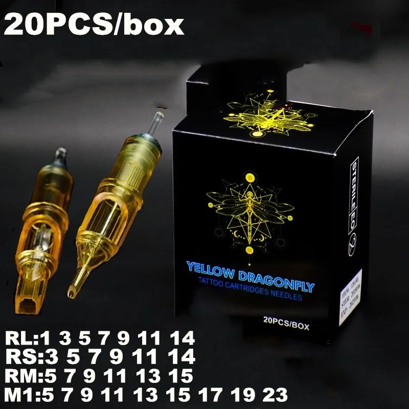 20PCS Tattoo Needle Permanent Makeup Cartridge Needles For Tattoo Machine Kit Eyebrow Needle RL/RS/RM/M1 1/3/5/7/9/11/14RL 3/5RS