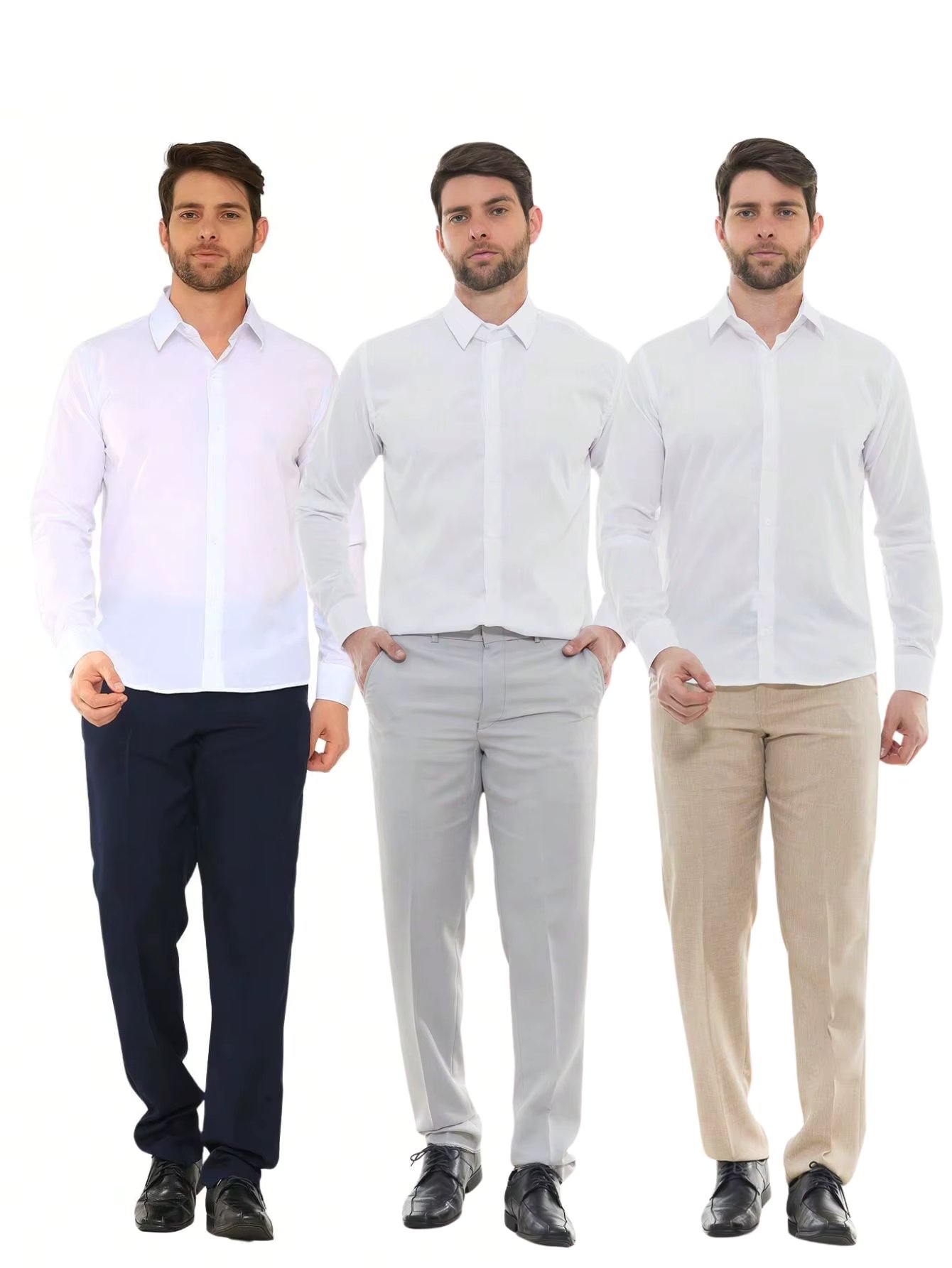 KIT Men 3-piece Slim Pants for Suit Oxford Suit Navy Blue/Light Grey/Beige