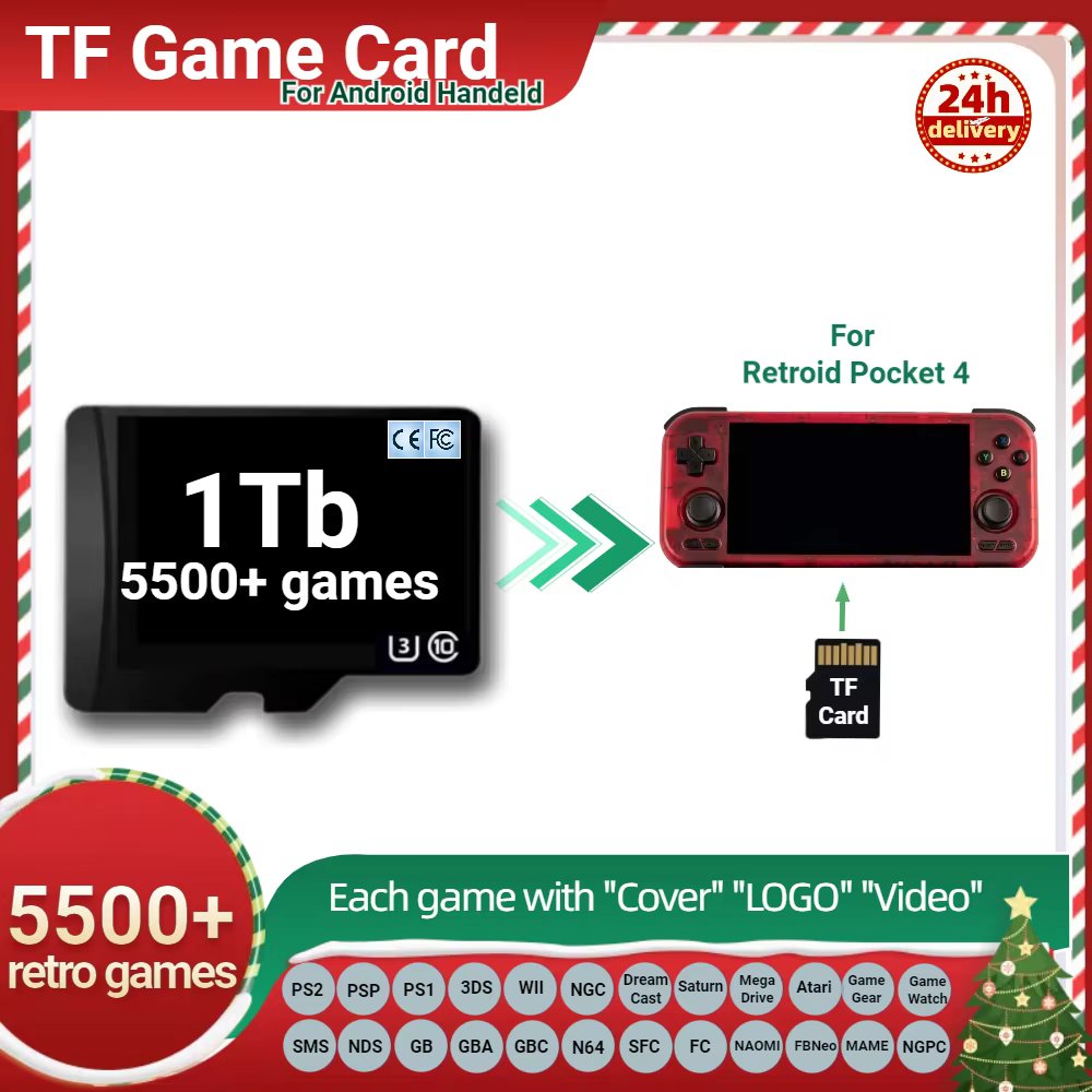 TF Card For Retroid Pocket 4 Pro Memory Popular Classic Retro Game PS2 PSP 3DS android Portable Handheld 1T 512G 3 Plus Flip