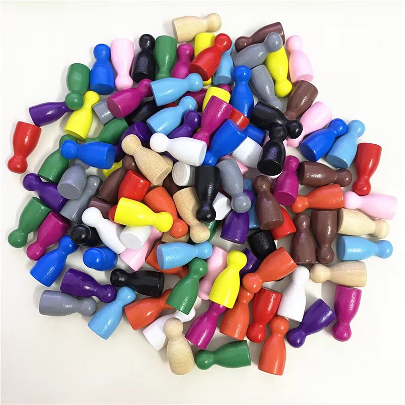 100 Pcs/Set 25*12mm Chess Pieces Board Games Accessories Marking Color Wooden Pieces 14 colors