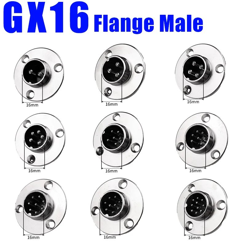 GX16 Flange Male