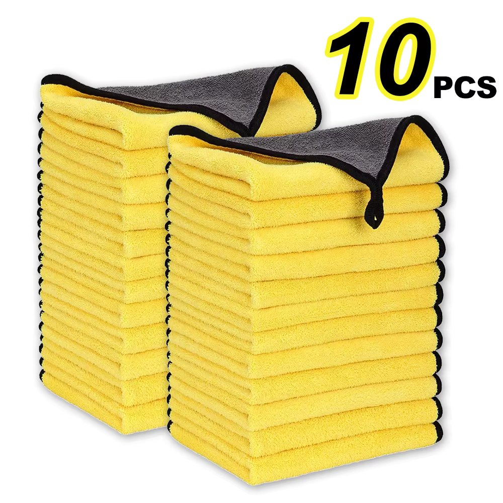 5/10pcs Microfiber Wash Towel Car Cleaning Detailing Car Drying Cloth Window Glass Double Layer Cleaning Cloth Car Wash Supplies
