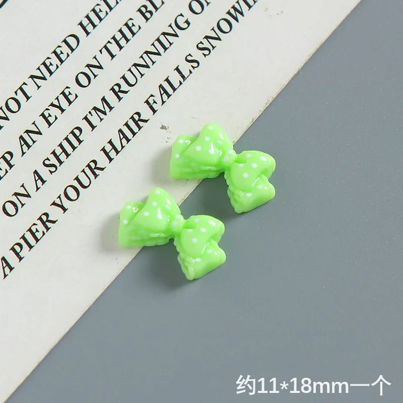 10Pcs Kawaii Pink Dot Bow DIY Cartoon Glossy Resin Accessories Part For Hair Clip Phone Case Water Cup Nail Art Decoration Charm