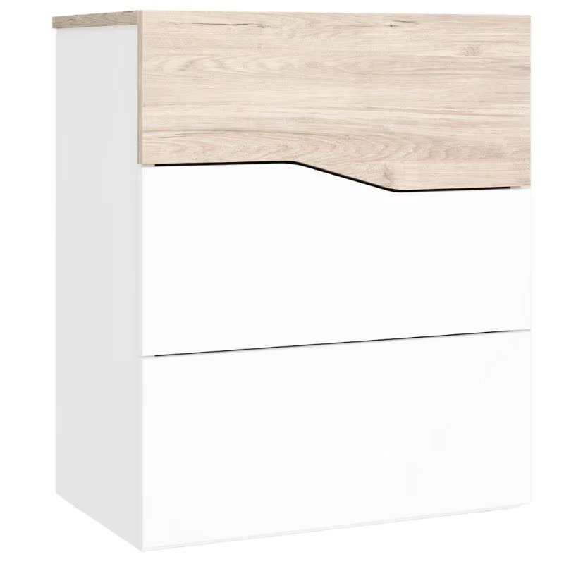 Cannes bedside table, bedside tables, bedroom bedside tables, bedroom bedside table, bedroom bedside tables, tables, home furniture, color Matte White and Sahara 54x65x35 cm