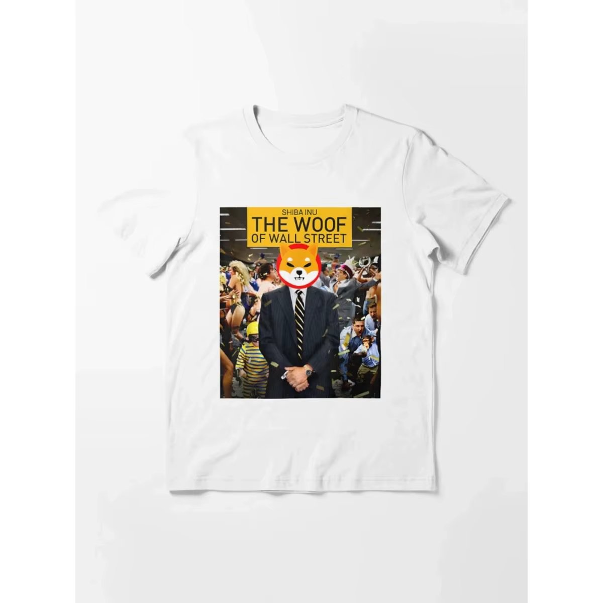 Men's T-shirt Shiba Inu in Wall Street Cryptocurrency Meme Cotton Printed