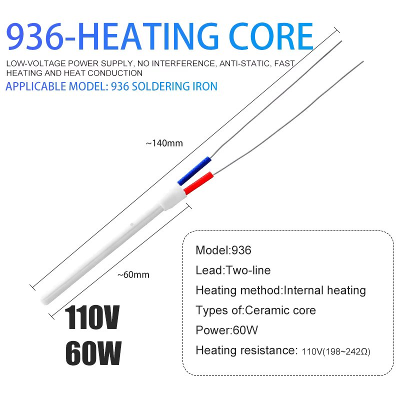 60W 90W 100W 200W Electric Soldering Iron Heat Core Adjustable Temperature Internal Ceramic Tool Parts For 907 926 927 936