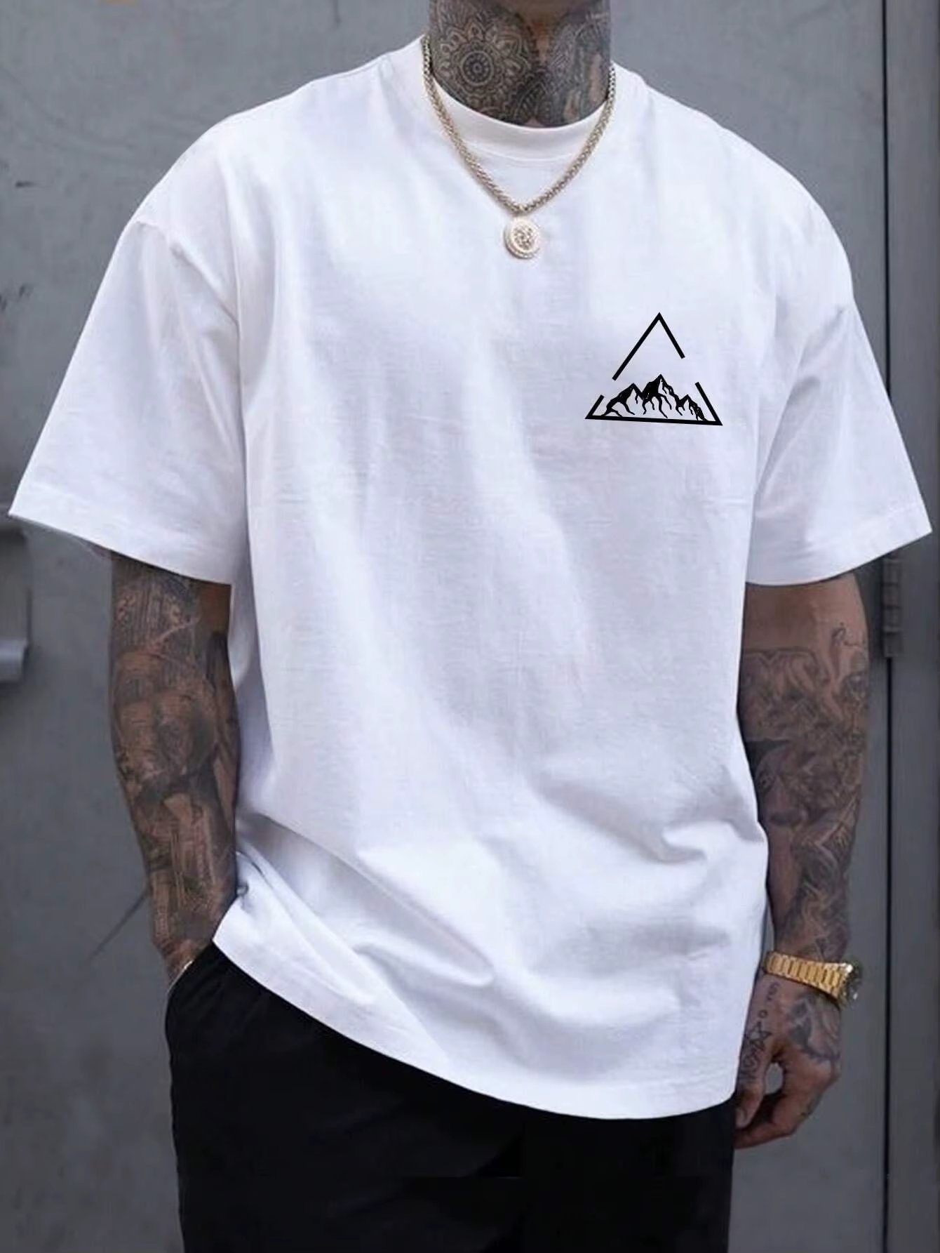 Mountain On Inspirationde Printing T-Shirt Men Oversized Cotton Summer Tshirt Breathable Loose O-Neck Tee Shirts Hip Hop Tees