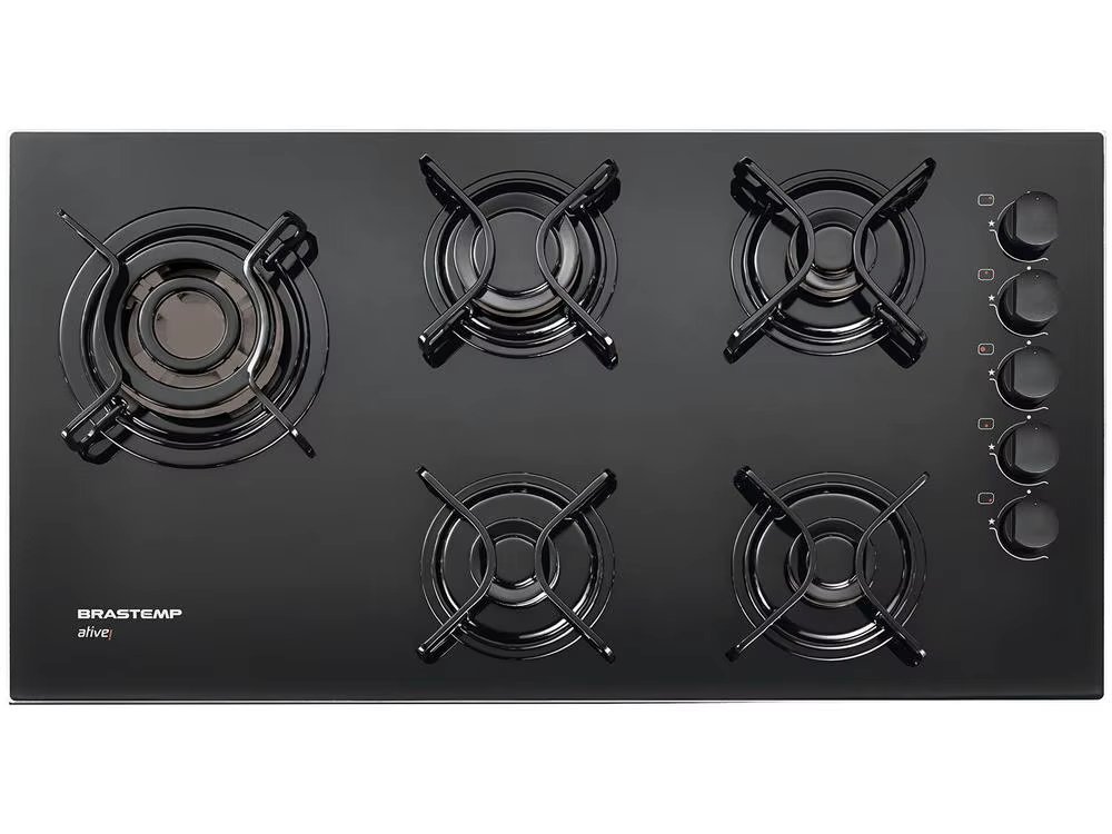 Cooktop 5 Gas Bits LPG Brastemp Tempered Glass-220V