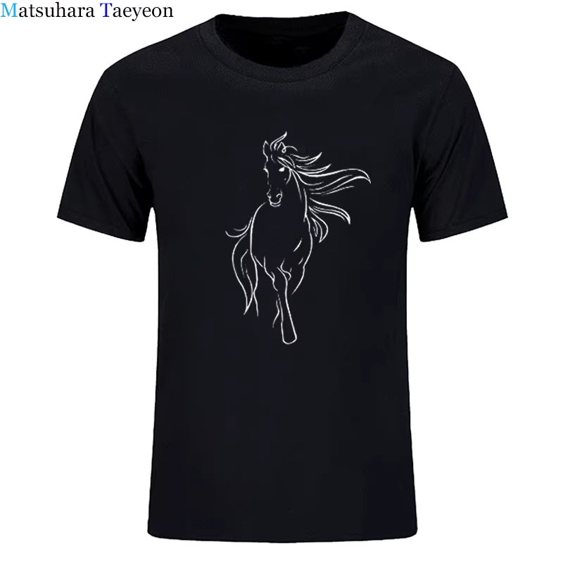 New Summer Fashion Creative Horse Cotton T-shirt Print Men's T Shirt Casual Funny T Shirts Short Sleeve Tops Tee