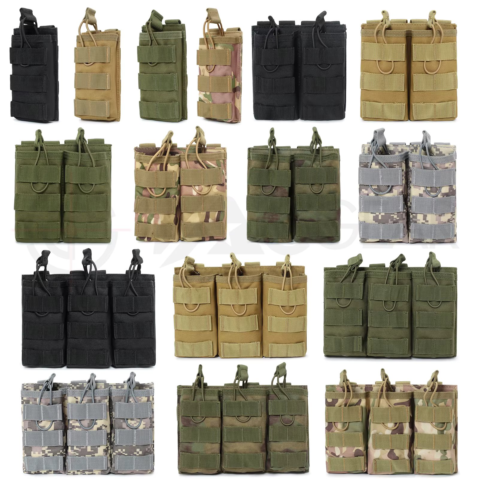 1000D Nylon Single Double Triple Magazine Pouch AR15 M4 5.56 AK 7.62 Holster Molle Airsoft AEG GBB Mag Carrier