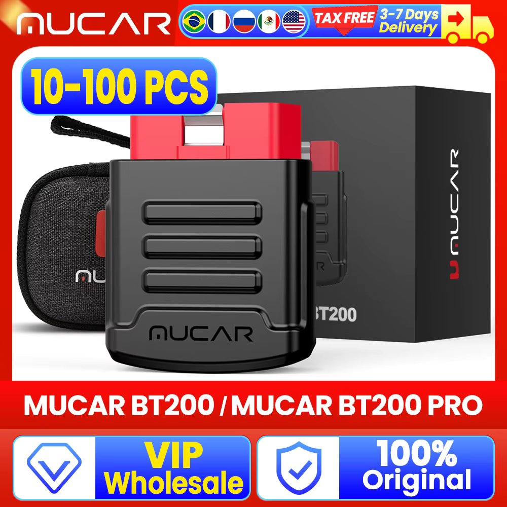 VIP Wholesale Price 10 -100 PCS MUCAR BT200 BT200 PRO Auto Car Diagnostic Tools OBD2 Bluetooth Scanner Code Reader Old Version