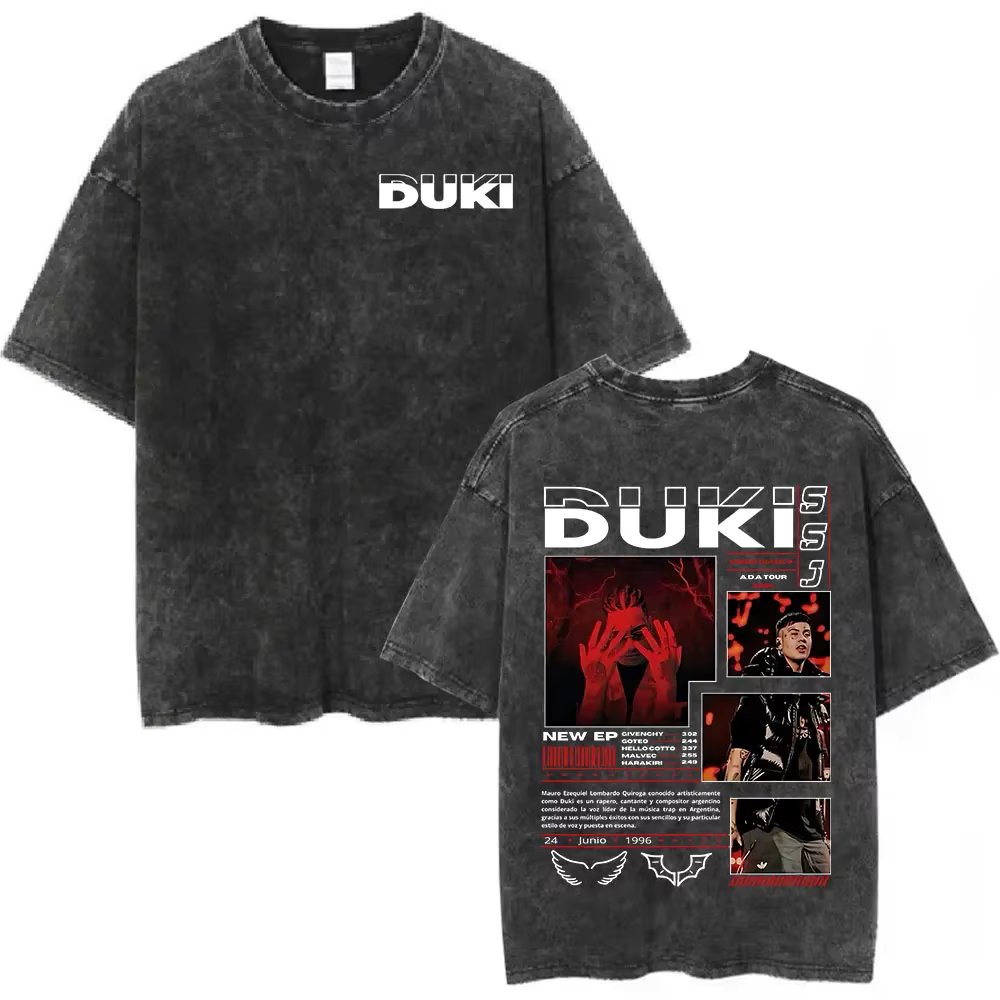 Rapper Duki ADA Tour 2024 Vintage Washed T-shirt Men Women Clothing Hip Hop Oversized T-shirts Cotton Cozy Short Sleeve T Shirts