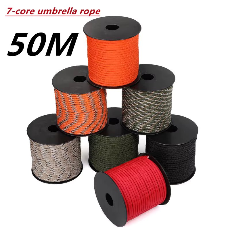 50 M 1 Roll4 Mm 7 Stand Cores Paracord for Survival Parachute Cord Lanyard Camping Climbing Camping Rope Hiking Clothesline