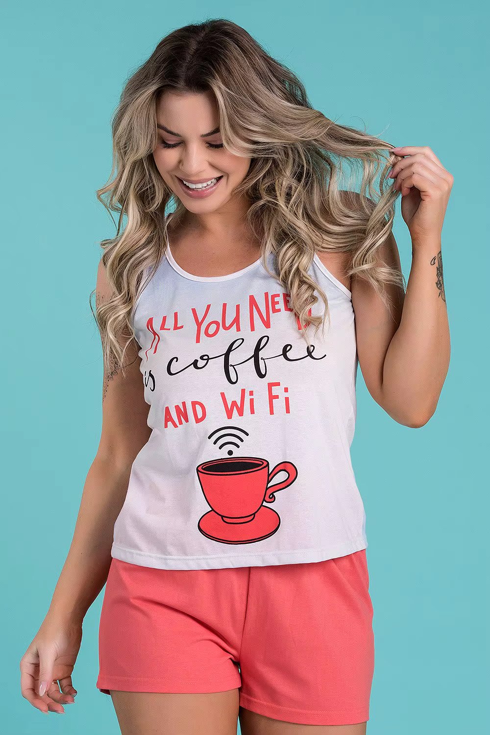 Women's Pajamas Coffee And Wifi Tie Dye
