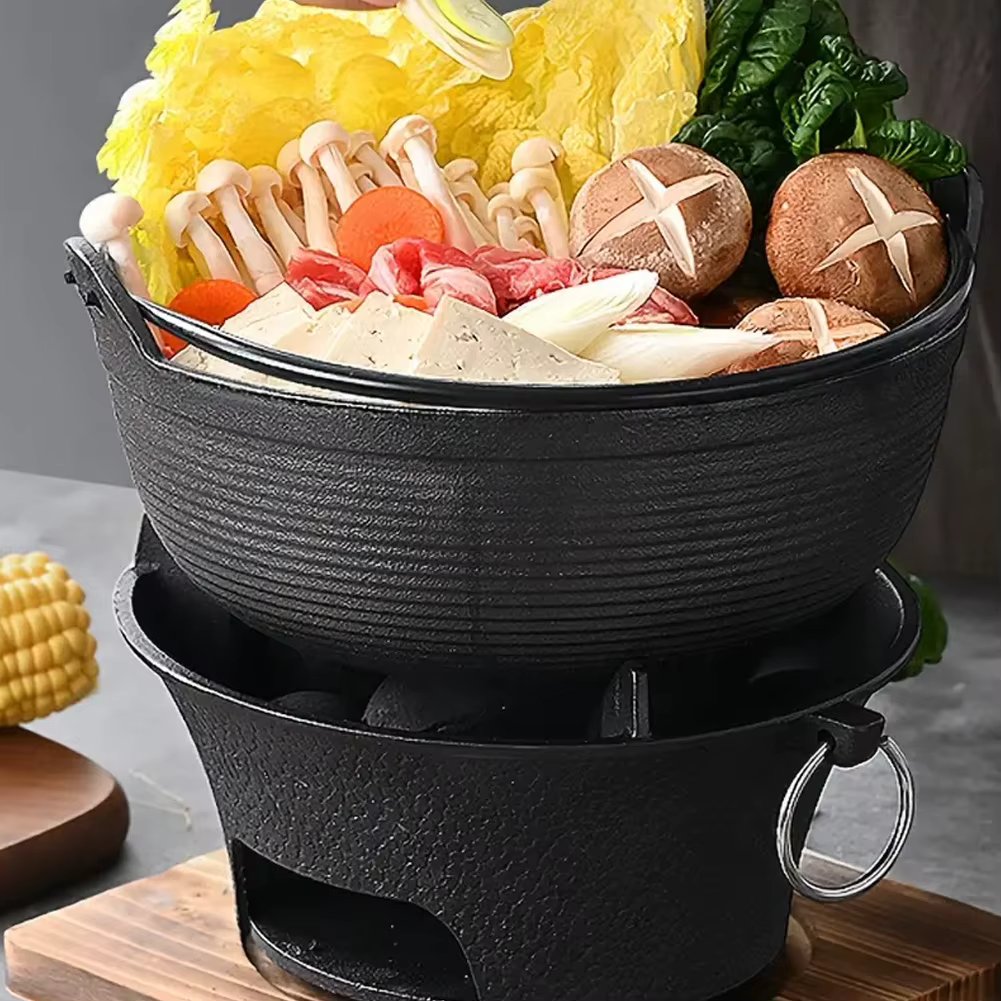 1pc Tabletop Grill Stove Stainless Steel Barbecue Grill Round Cast Iron Charcoal Stove for Family Gathering Bbq Party