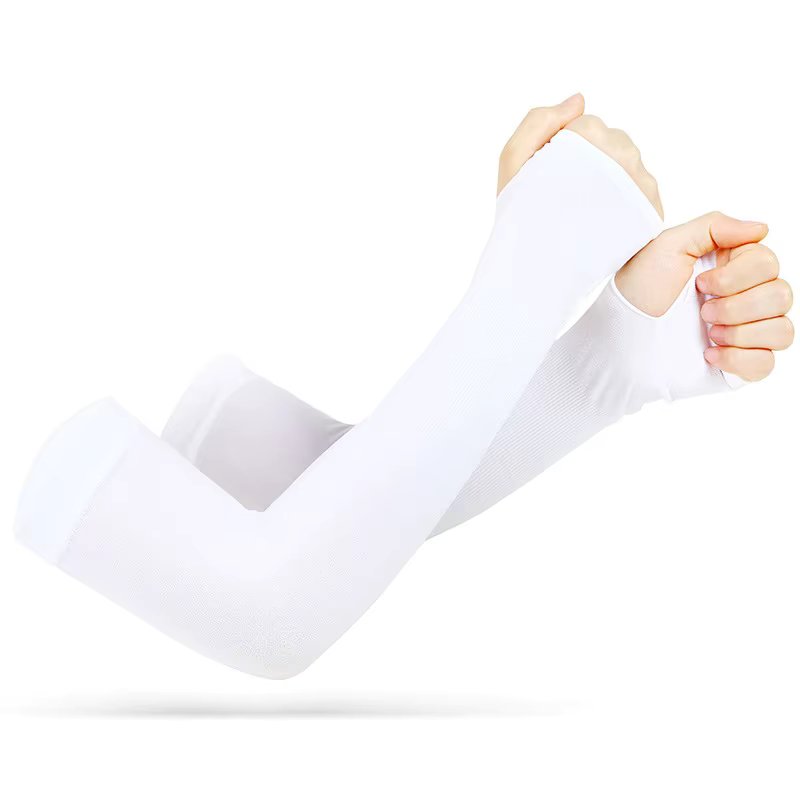 UV Solar Arm Sleeves Woman Men Cycling Fingerless Gloves Cool Muff Summer Ice Silk Elastic Arm Cover Driving Anti-Sunburn Sleeve