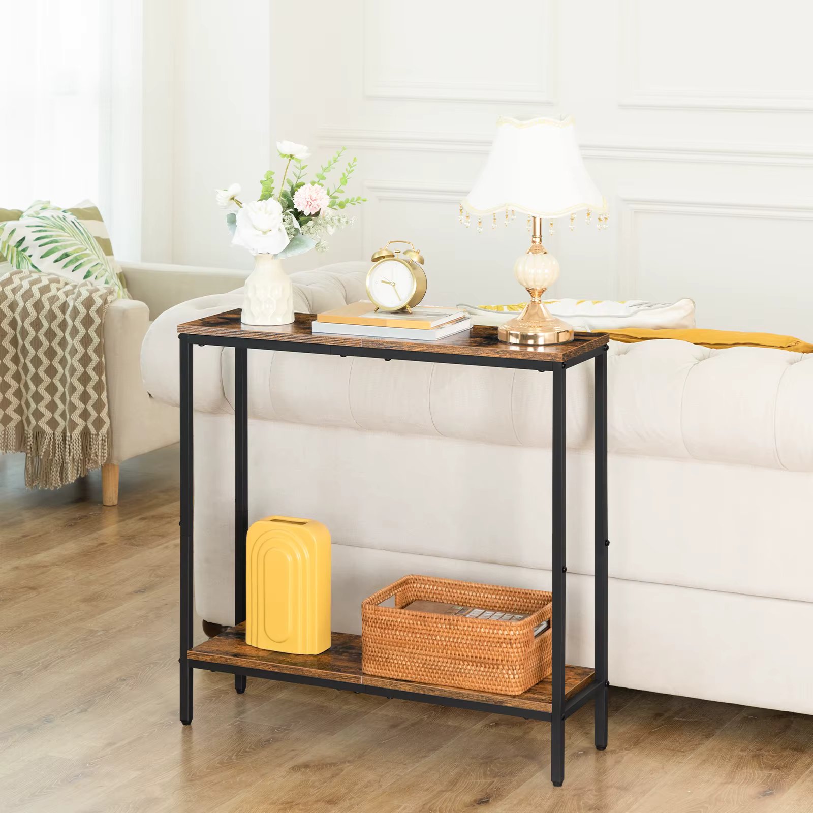 HOOBRO Narrow Console Table With Shelf Side Table Hallway Table Small Display Table Sofa Table For Small Space For Entrance