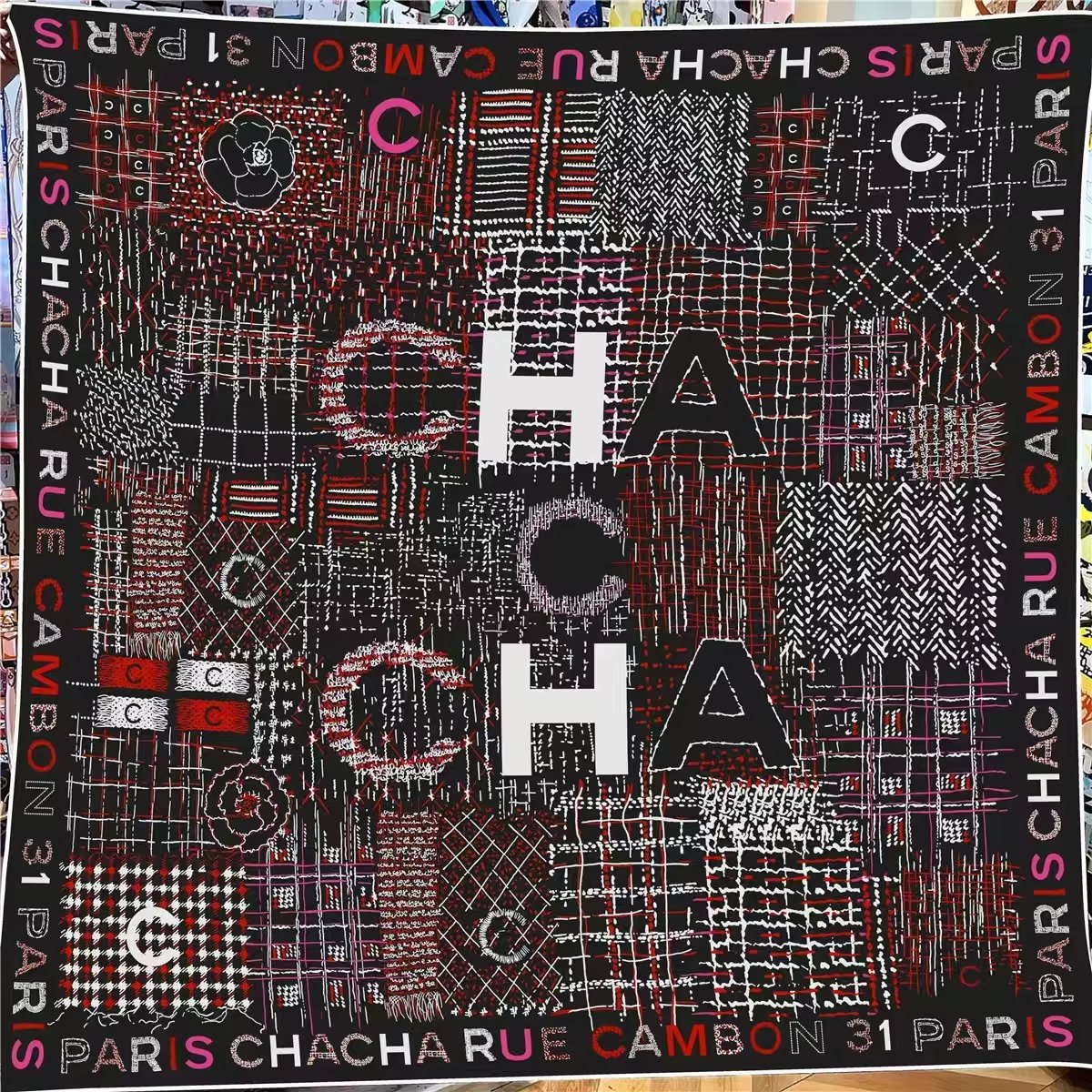 POBING 30% Silk 70% Cashmere Scarf Women Hand Rolled Letters Square Scarves Wraps Bandana Big Hijabs Female Foulard 135CM