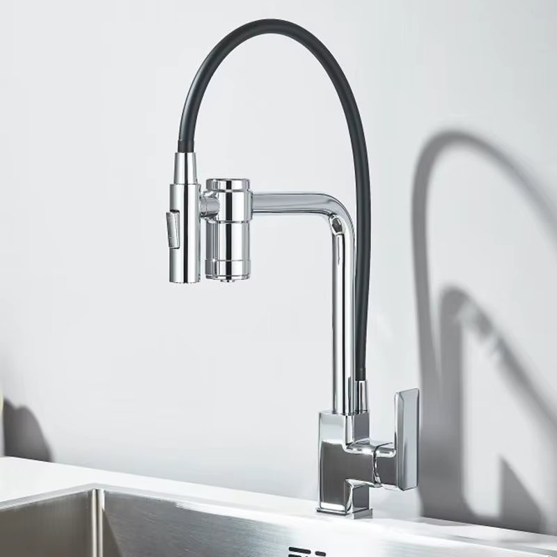 Black Filtered Kitchen Faucet Filter Water Kitchen Faucets Pull Down Sprayer Drinking Tap 360 Swivel Purification Mixer Taps
