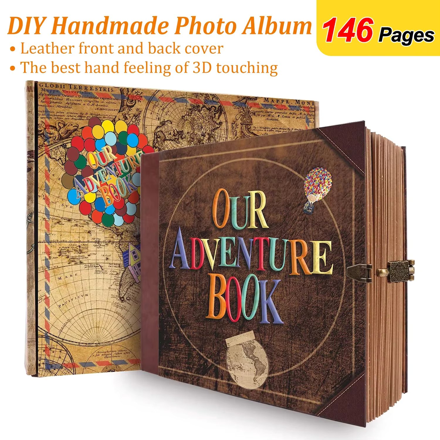 146 Page DIY Handmade Photo Album Scrapbook Our Adventure Book Retro Kraft Album Anniversary Wedding Memory Mother\\'s Day Gift