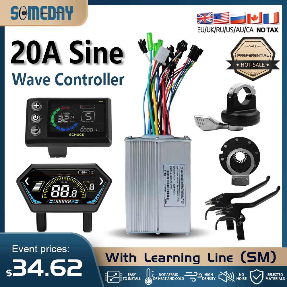 20A Three Mode Ebike Sinawave Controller 36V/48V with  JN Display electric bicycle controller brushless for electric bike/scoot