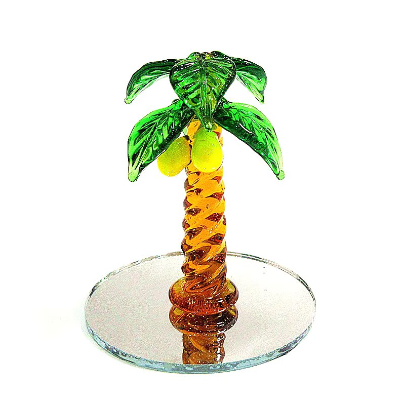 Handmade glass coconut tree ornament and reflective lens match design Hawaiian style home table top decoration charm accessorie
