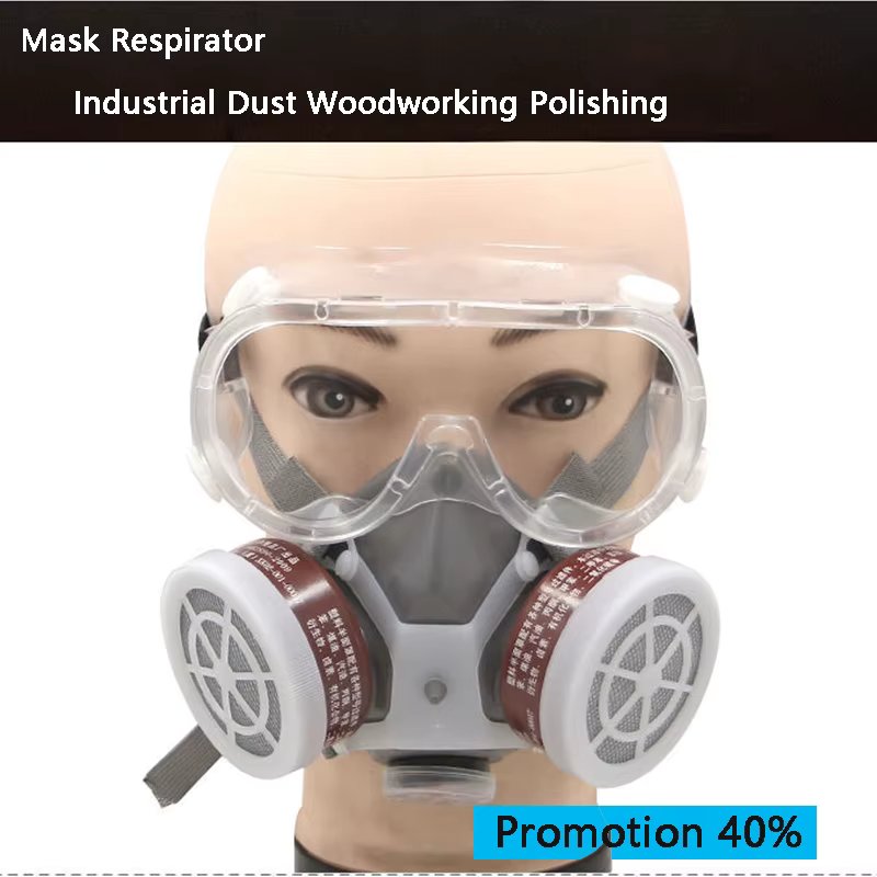 Double Tank Gas Mask Half Face Mask Spray Paint Chemical Pesticide Anti-Formaldehyde Anti-Paint Activated Carbon Gas Mask