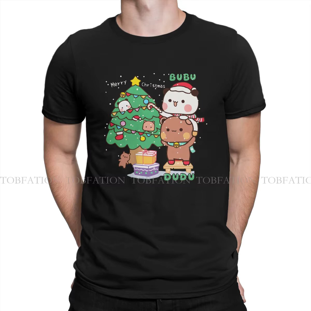 Bubu And Dudu Perfect Merry Christmas 100% Cotton T Shirt Vintage Homme Men's Tee Shirt O-Neck  Men Clothing