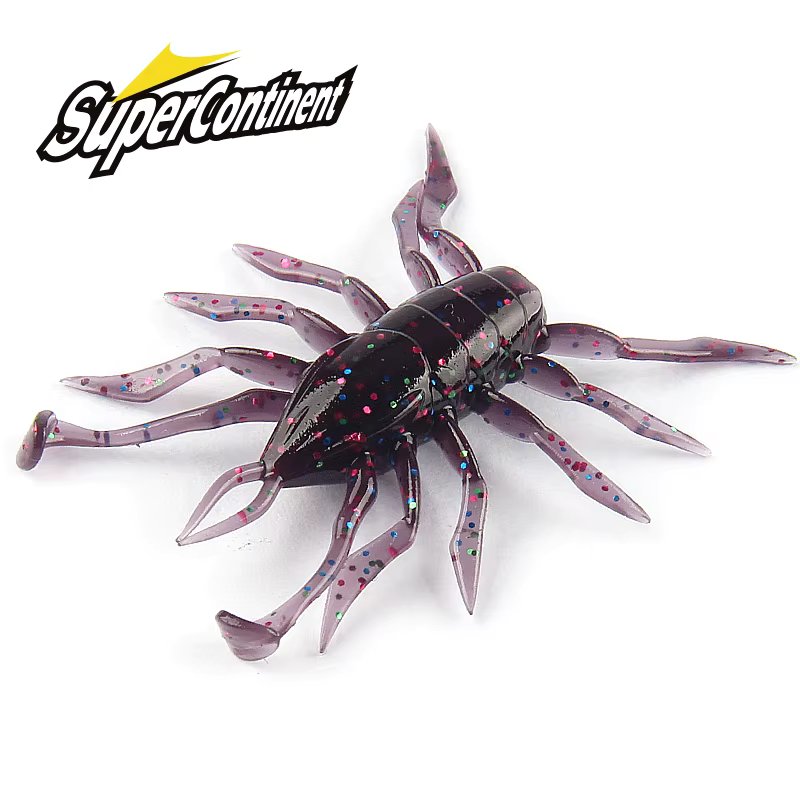 2023 Supercontinent 12Pcs/lot water spider Silicone Lures Worm 38mm/1.42g  Fishing Lures Attractive Shrimp odor salt Wobbler