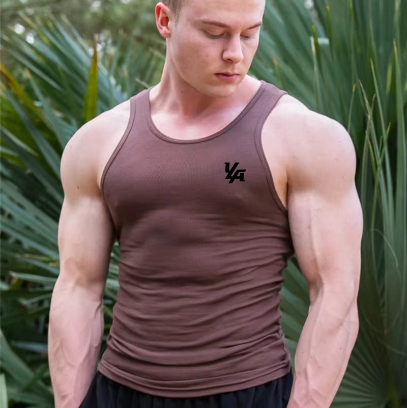 Spring Summer Knit Ice Silk Ribbed Fitness Sports Casual Slim-fit Men's Vest Men's I-line Muscle Vest Cotton Men