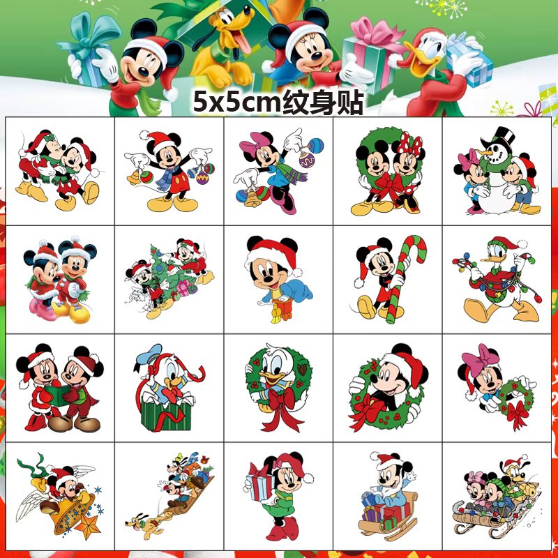 20Pcs/set Disney Christmas Mickey Minnie Temporary Tattoo Stickers Cute Cartoon Mickey Waterproof Tattoo For Kids  Birthday Gift
