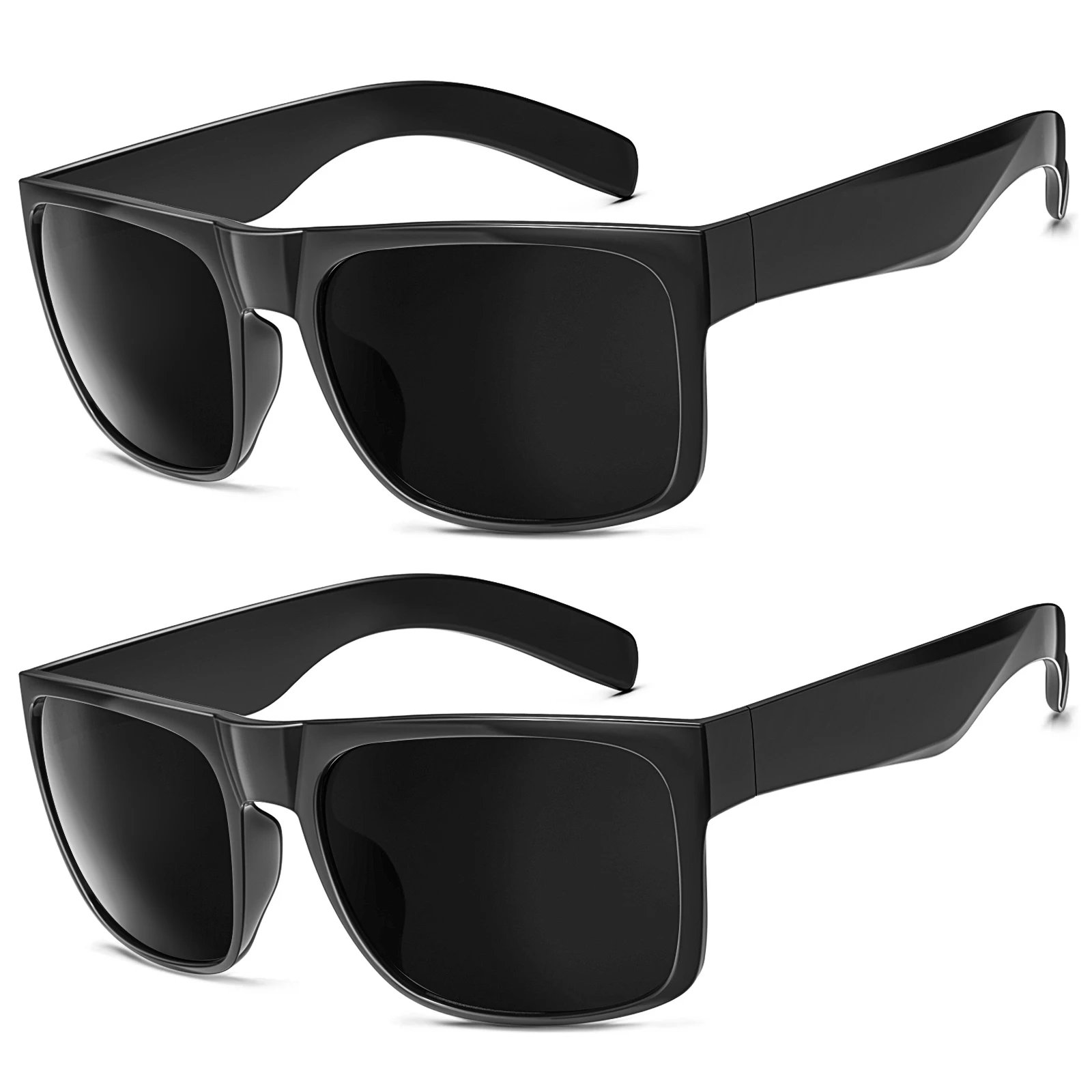 MAXJULI XL Big Wide Head Mens Dark Black Sunglasses for Men Extra Large Square Sun Glasses W8004