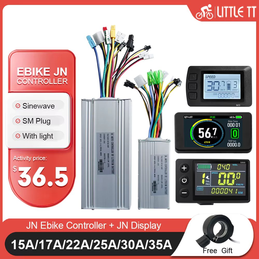 Ebike Sinawave Controller 36V/48V 15A17A22A25A30A35A with Light Function Controller and S866 T8 LCD Display 250W-1500W Motor