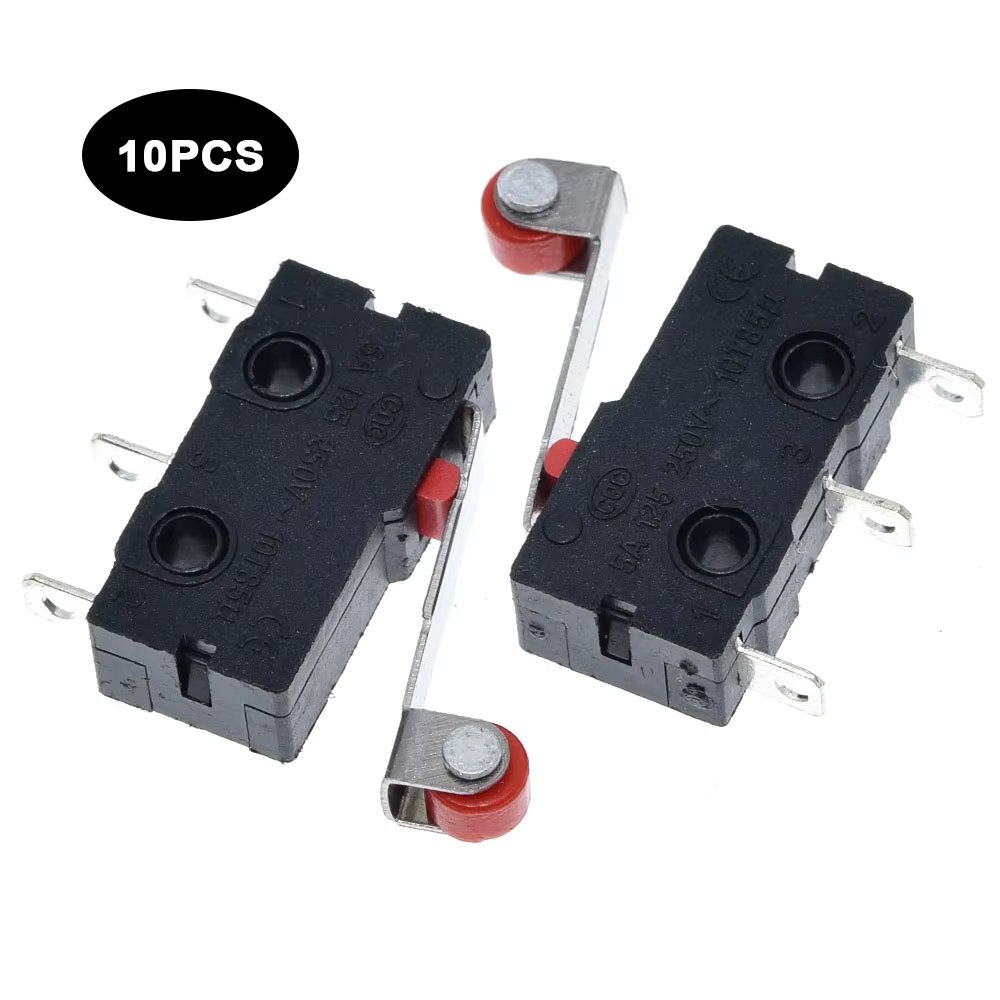 10Pcs Mini Limit Switch 0.5A 125V 250V Roller Lever Arm Normally Open Close Micro Switches for CNC 3D Printers