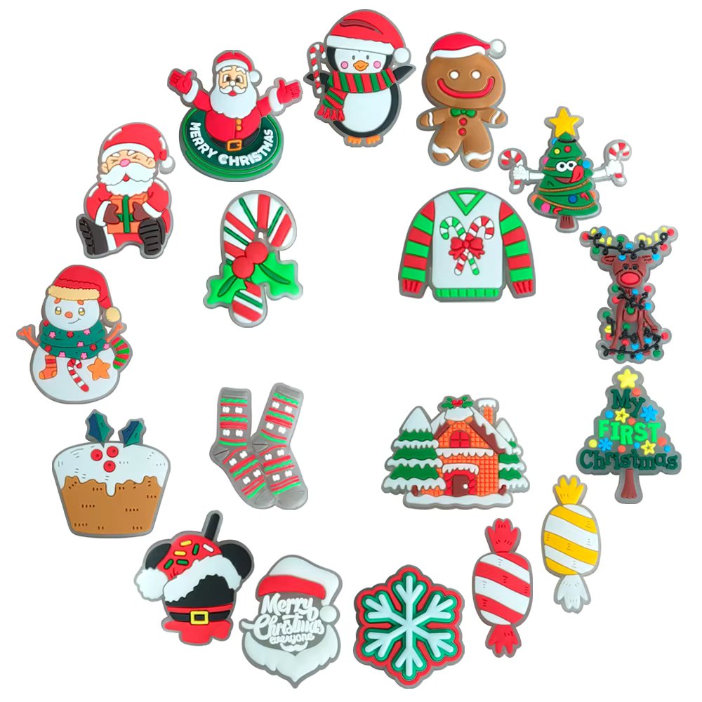 Fluorescence Christmas Candy Santa Claus Snowman Shoe Charms for Clogs Sandals Decoration Shoe Buckle for Friends Gifts