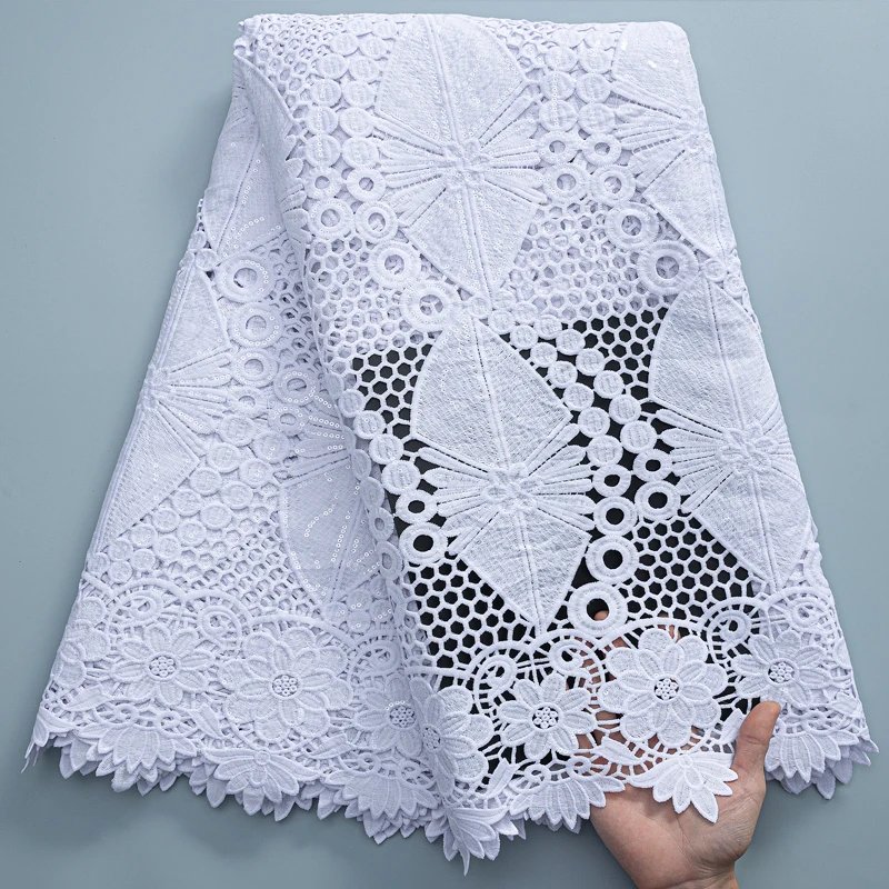 5White Sequins Lace