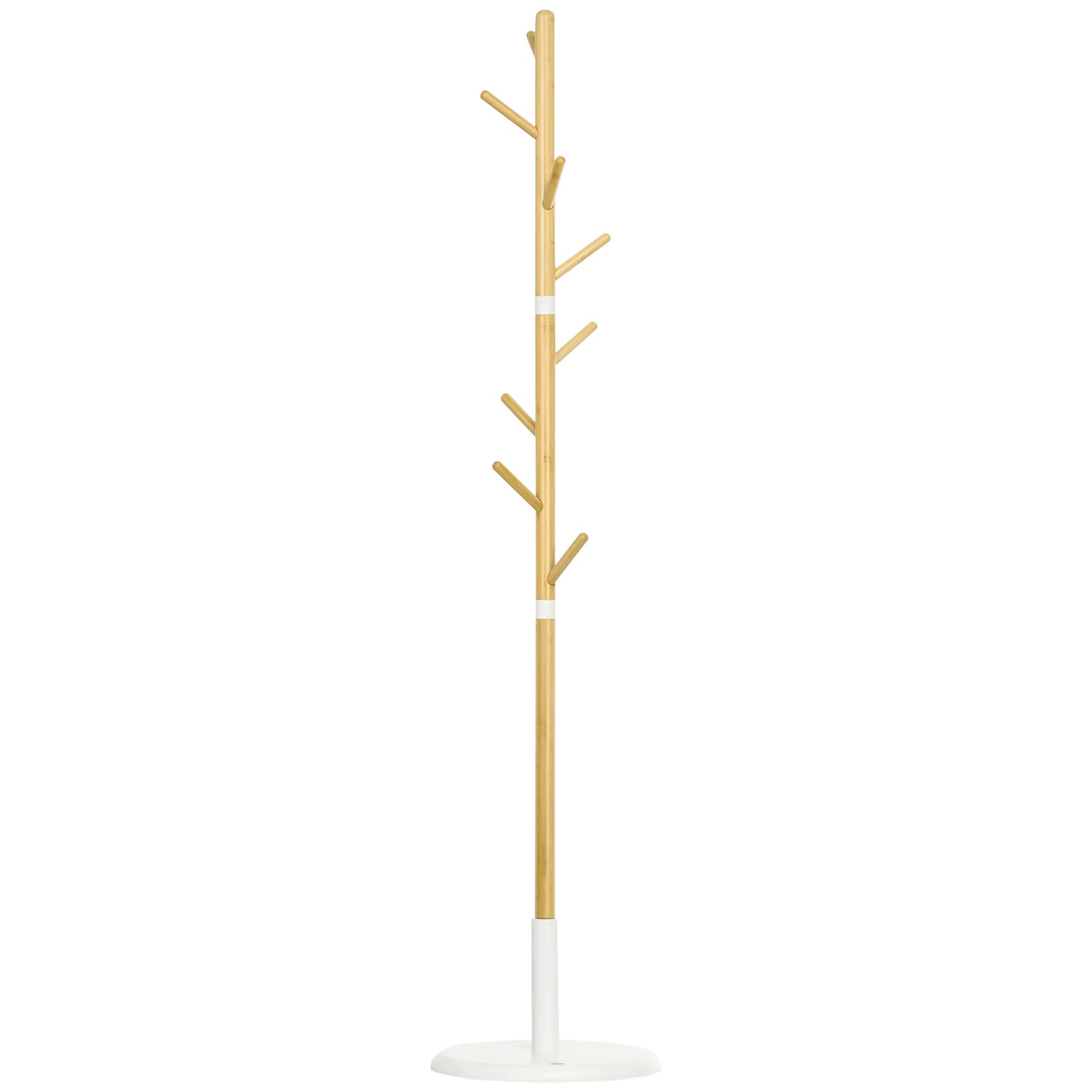 HOMCOM bamboo foot rack with 8 hooks for clothes Ø 37,8x175,6 cm Natural